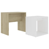 NNEVL Coffee Table Set White and Sonoma Oak 48x30x45 cm Chipboard