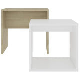 NNEVL Coffee Table Set White and Sonoma Oak 48x30x45 cm Chipboard