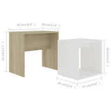 NNEVL Coffee Table Set White and Sonoma Oak 48x30x45 cm Chipboard