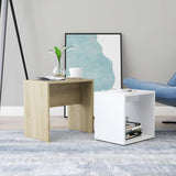 NNEVL Coffee Table Set White and Sonoma Oak 48x30x45 cm Chipboard