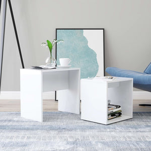NNEVL Coffee Table Set High Gloss White 48x30x45 cm Chipboard