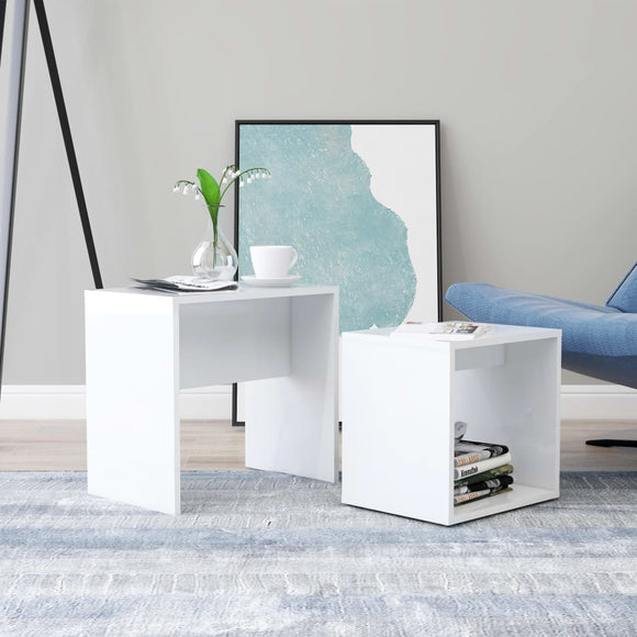 NNEVL Coffee Table Set High Gloss White 48x30x45 cm Chipboard