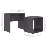 NNEVL Coffee Table Set High Gloss Grey 48x30x45 cm Chipboard