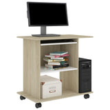 NNEVL Computer Desk White and Sonoma Oak 80x50x75 cm Engineered Wood