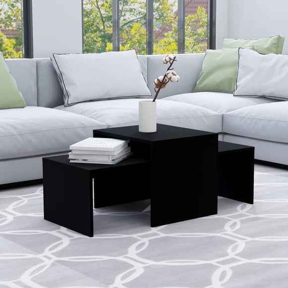 NNEVL Coffee Table Set Black 100x48x40 cm Chipboard