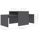 NNEVL Coffee Table Set Grey 100x48x40 cm Chipboard