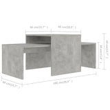 NNEVL Coffee Table Set Concrete Grey 100x48x40 cm Chipboard