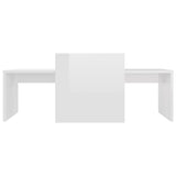 NNEVL Coffee Table Set High Gloss White 100x48x40 cm Chipboard
