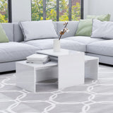 NNEVL Coffee Table Set High Gloss White 100x48x40 cm Chipboard