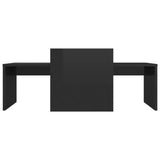 NNEVL Coffee Table Set High Gloss Black 100x48x40 cm Chipboard
