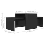 NNEVL Coffee Table Set High Gloss Black 100x48x40 cm Chipboard
