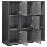 NNEVL Book Cabinet High Gloss Grey 90x30x90 cm Engineered Wood