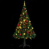 NNEVL Artificial Christmas Tree with Baubles and LEDs Green 150 cm