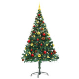NNEVL Artificial Christmas Tree with Baubles and LEDs Green 150 cm