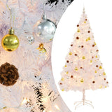 NNEVL Artificial Christmas Tree with Baubles and LEDs White 210 cm