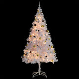 NNEVL Artificial Christmas Tree with Baubles and LEDs White 210 cm