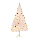 NNEVL Artificial Christmas Tree with Baubles and LEDs White 210 cm