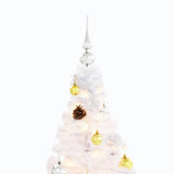 NNEVL Artificial Christmas Tree with Baubles and LEDs White 210 cm