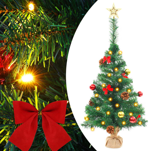 NNEVL Artificial Christmas Tree with Baubles and LEDs Green 64 cm