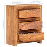 NNEVL Drawer Cabinet 60x33x75 cm Solid Sheesham Wood