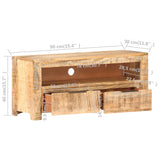 NNEVL TV Cabinet 90x30x40 cm Solid Rough Mango Wood