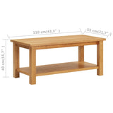 NNEVL Coffee Table 110x55x40 cm Solid Oak Wood