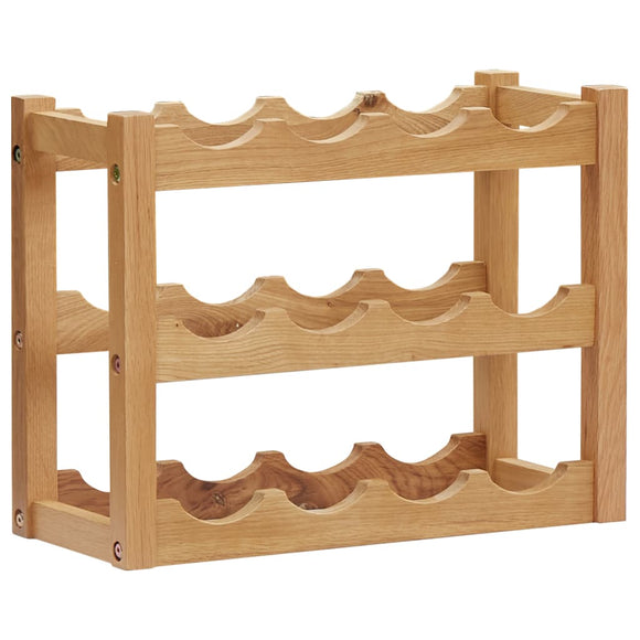 NNEVL Wine Rack for 12 Bottles 47x21x36 cm Solid Oak Wood