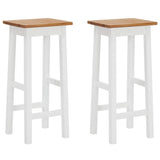 NNEVL Bar Stools 2 pcs Solid Oak Wood