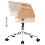 NNEVL Swivel Office Chair Cream Bent Wood and Faux Leather