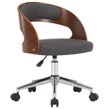NNEVL Swivel Office Chair Grey Bent Wood and Fabric
