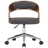 NNEVL Swivel Office Chair Grey Bent Wood and Fabric