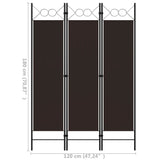 NNEVL 3-Panel Room Divider Brown 120x180 cm