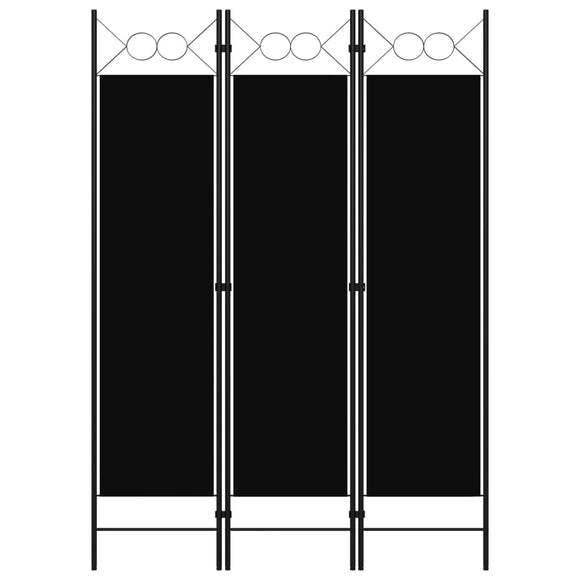 NNEVL 3-Panel Room Divider Black 120x180 cm