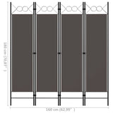 NNEVL 4-Panel Room Divider Anthracite 160x180 cm