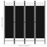 NNEVL 4-Panel Room Divider Black 160x180 cm