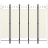 NNEVL 5-Panel Room Divider Cream White 200x180 cm