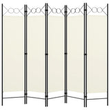 NNEVL 5-Panel Room Divider Cream White 200x180 cm