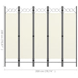 NNEVL 5-Panel Room Divider Cream White 200x180 cm