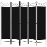 NNEVL 5-Panel Room Divider Black 200x180 cm