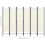 NNEVL 6-Panel Room Divider Cream White 240x180 cm