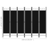 NNEVL 6-Panel Room Divider Black 240x180 cm