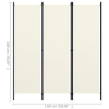 NNEVL 3-Panel Room Divider Cream White 150x180 cm