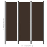 NNEVL 3-Panel Room Divider Brown 150x180 cm