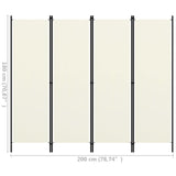 NNEVL 4-Panel Room Divider Cream White 200x180 cm