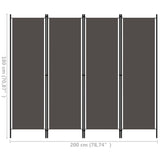 NNEVL 4-Panel Room Divider Anthracite 200x180 cm