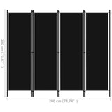 NNEVL 4-Panel Room Divider Black 200x180 cm