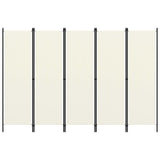 NNEVL 5-Panel Room Divider Cream White 250x180 cm