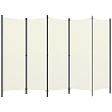 NNEVL 5-Panel Room Divider Cream White 250x180 cm
