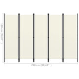 NNEVL 5-Panel Room Divider Cream White 250x180 cm