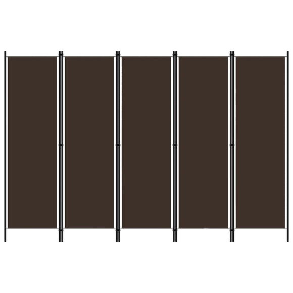 NNEVL 5-Panel Room Divider Brown 250x180 cm